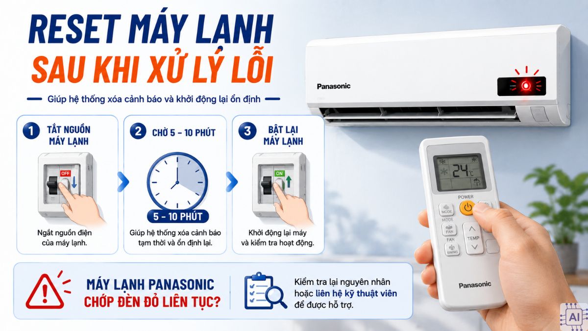 Cách khắc phục máy lạnh Panasonic chớp đèn đỏ