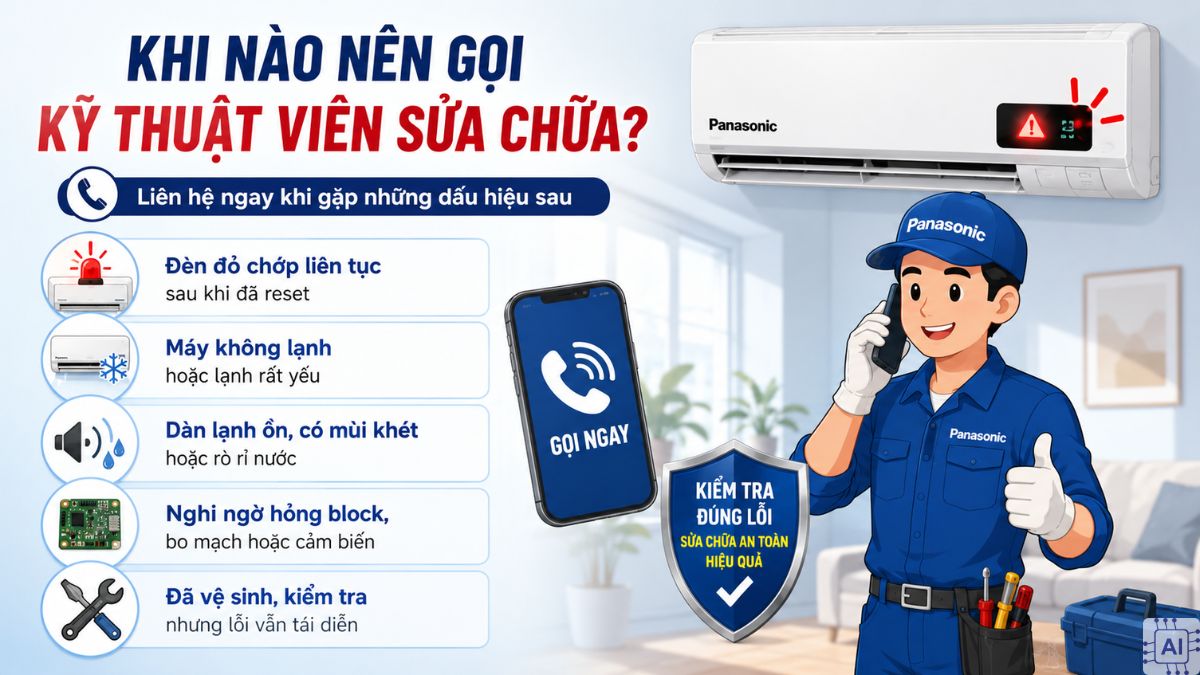 Khi nào nên gọi kỹ thuật viên sửa chữa máy lạnh Panasonic chớp đèn đỏ