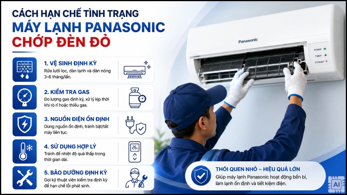 Cách hạn chế tình trạng máy lạnh Panasonic chớp đèn đỏ