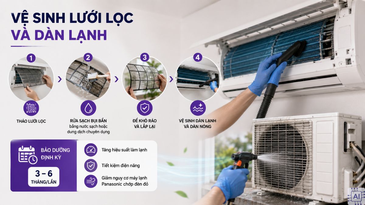 Cách khắc phục máy lạnh Panasonic chớp đèn đỏ