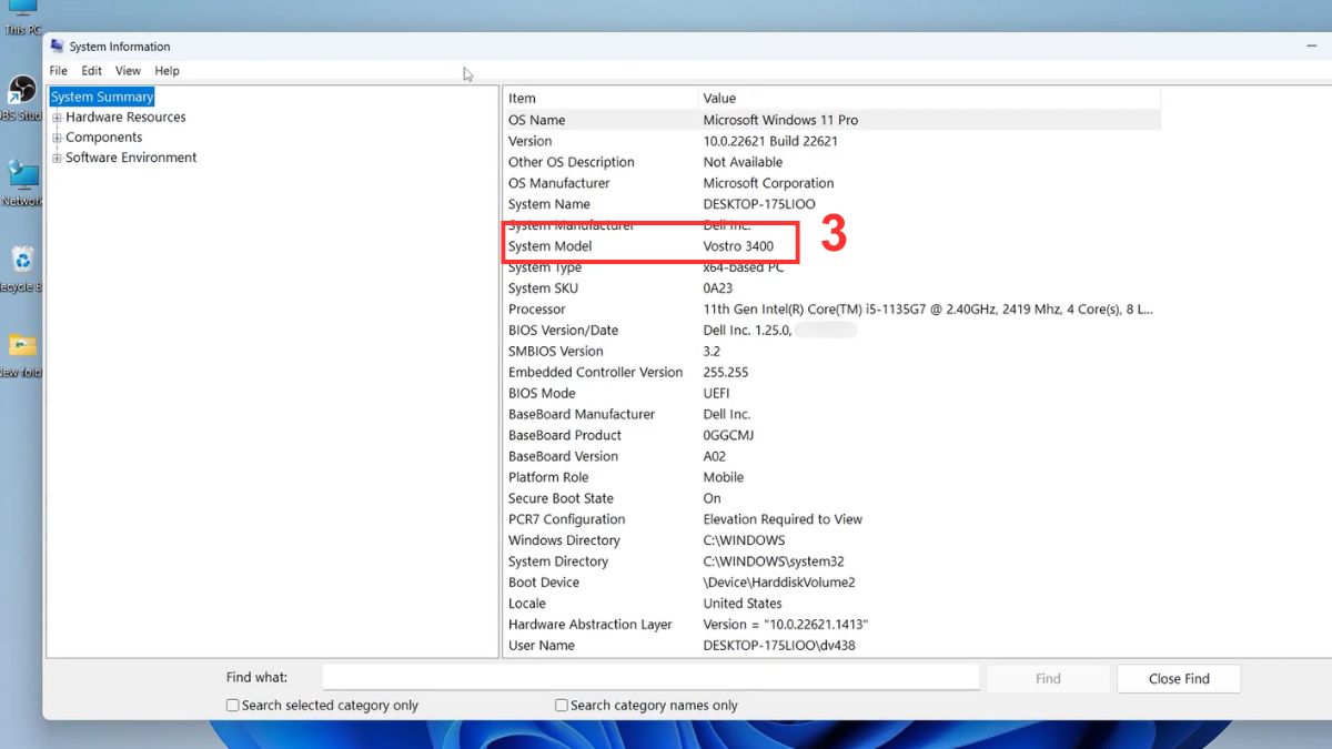 Kiểm tra model laptop bằng System Information
