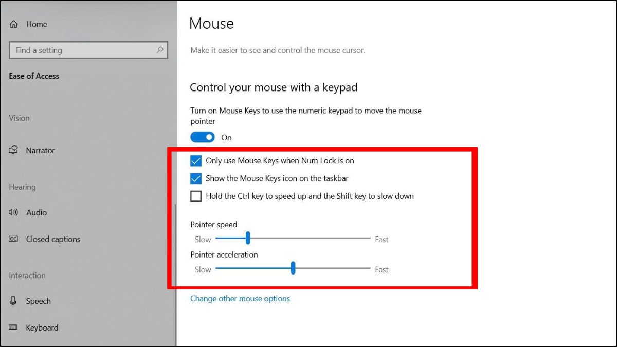 Cách dùng Mouse Keys trên laptop không có NumPad
