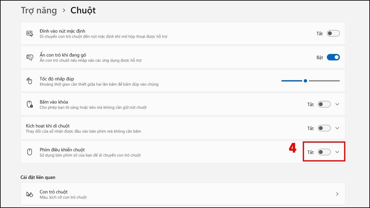 Cách bật Mouse Keys trên Windows 11 bước 4