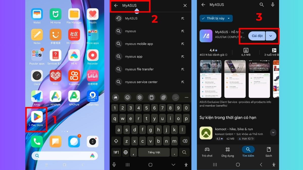 Cách tải ứng dụng MyASUS cho điện thoại Android