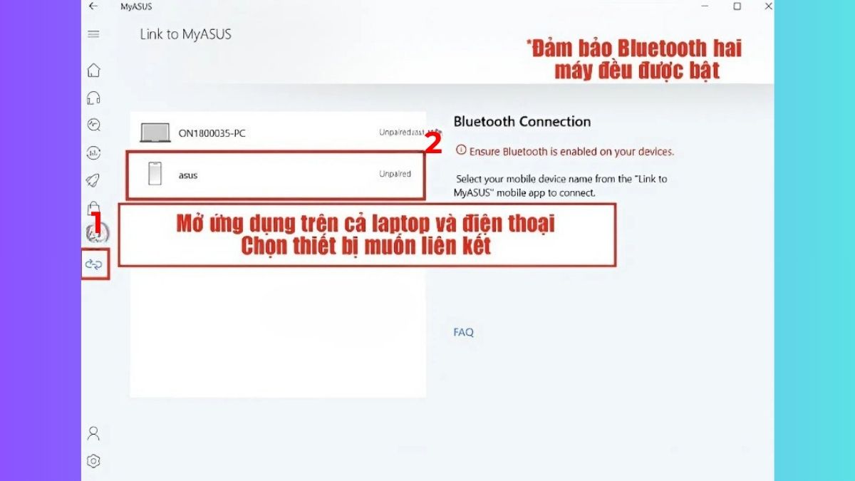 Cách liên kết MyASUS trên điện thoại với laptop bước 1