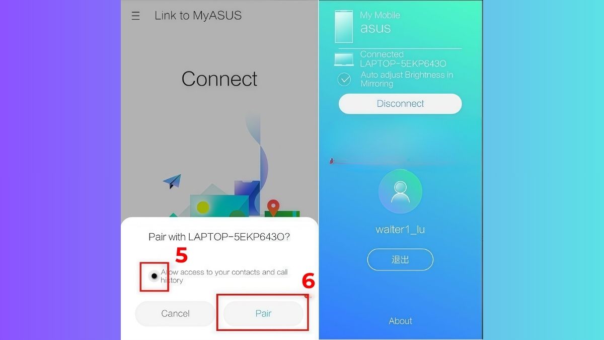Cách liên kết MyASUS trên điện thoại với laptop bước 3