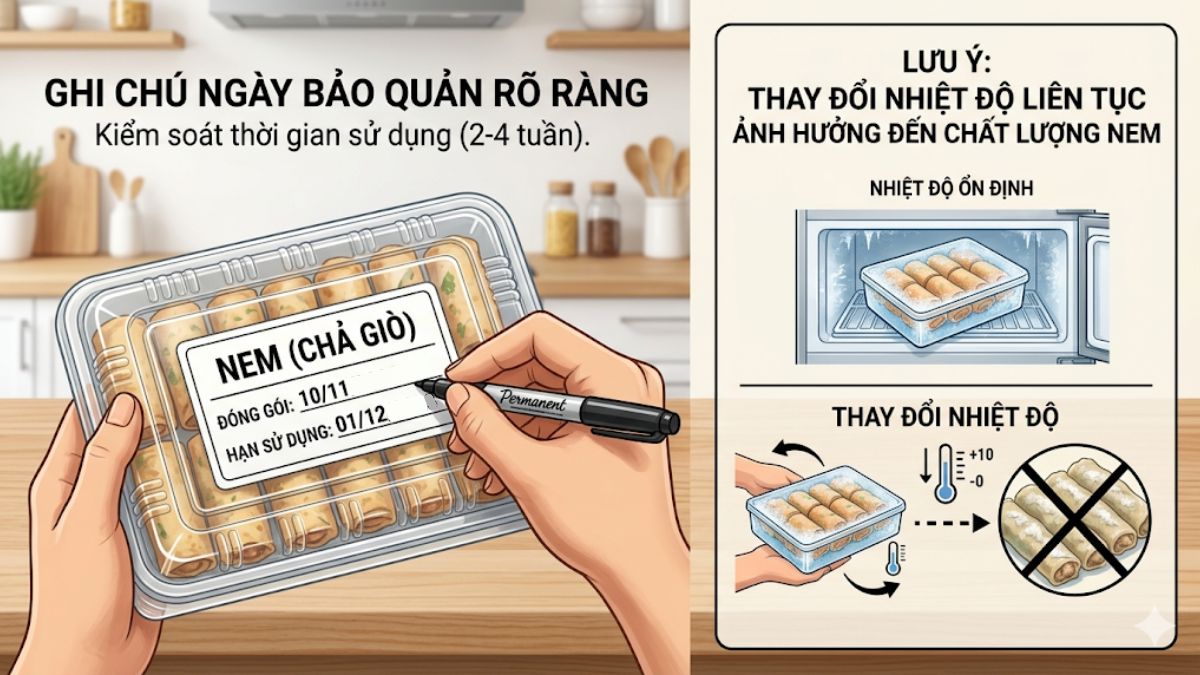 Cách bảo quản nem rán chưa chiên trong ngăn đá tủ lạnh