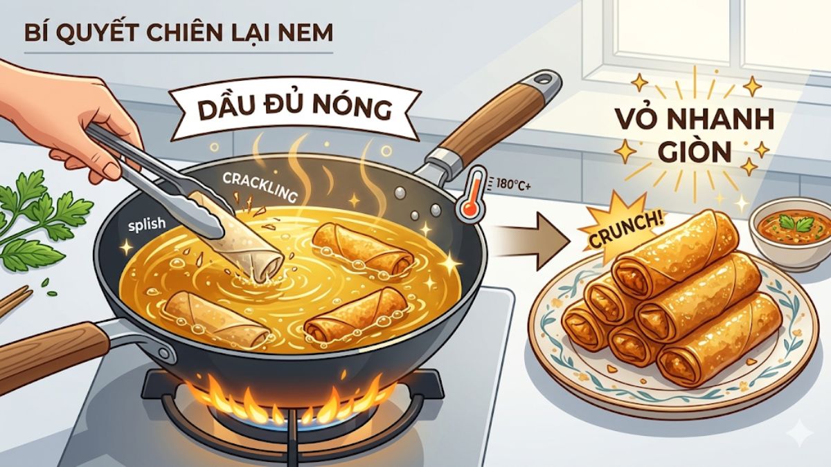 Cách rã đông và rán lại nem rán vẫn giòn ngon