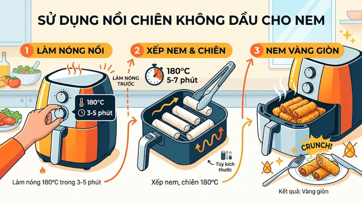 Cách rã đông và rán lại nem rán vẫn giòn ngon