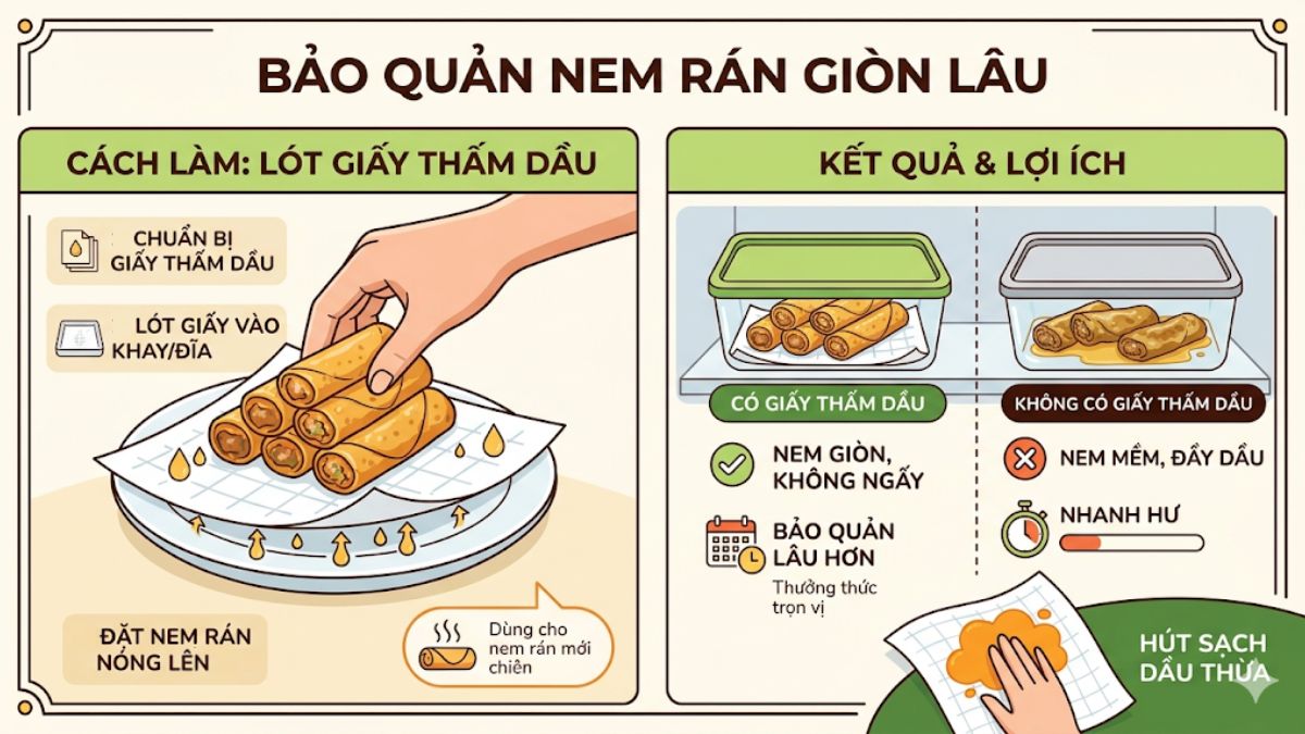Cách bảo quản nem rán đã chiên trong tủ lạnh