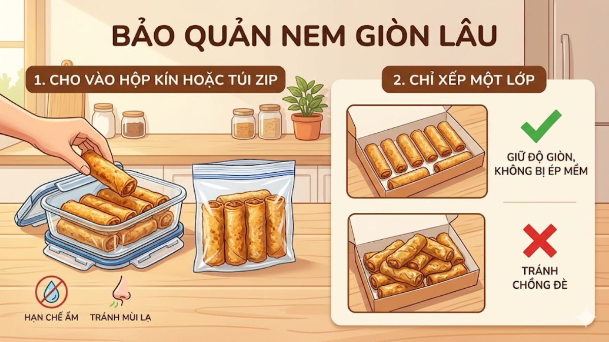 Cách bảo quản nem rán đã chiên trong tủ lạnh