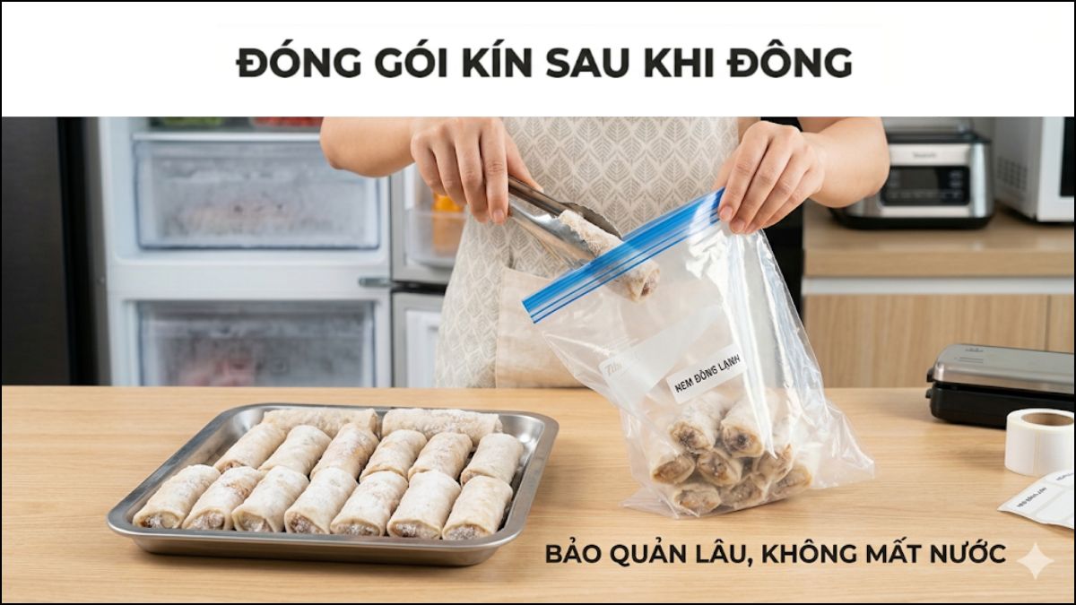 Cách bảo quản nem rán chưa chiên trong ngăn đá tủ lạnh