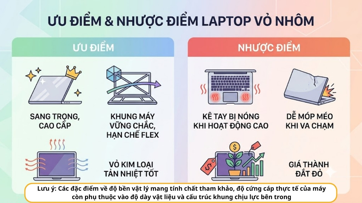 Ưu điểm và nhược điểm của laptop vỏ nhôm và vỏ nhựa
