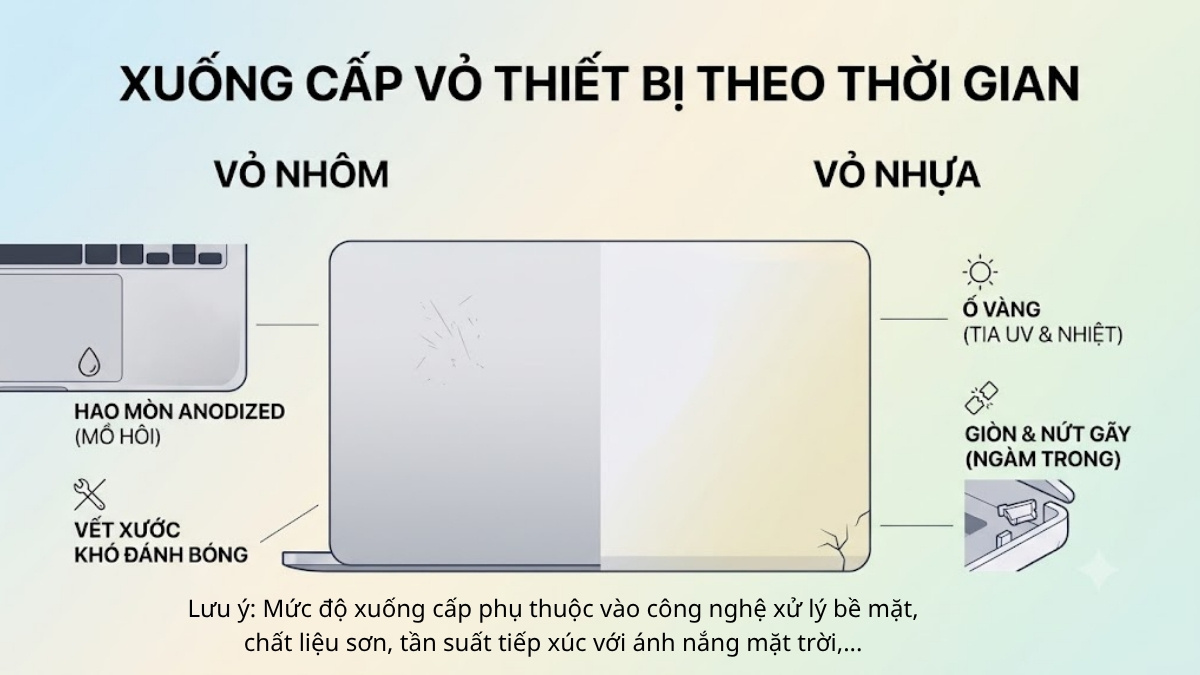 Khả năng xuống cấp của vỏ nhôm và vỏ nhựa theo thời gian