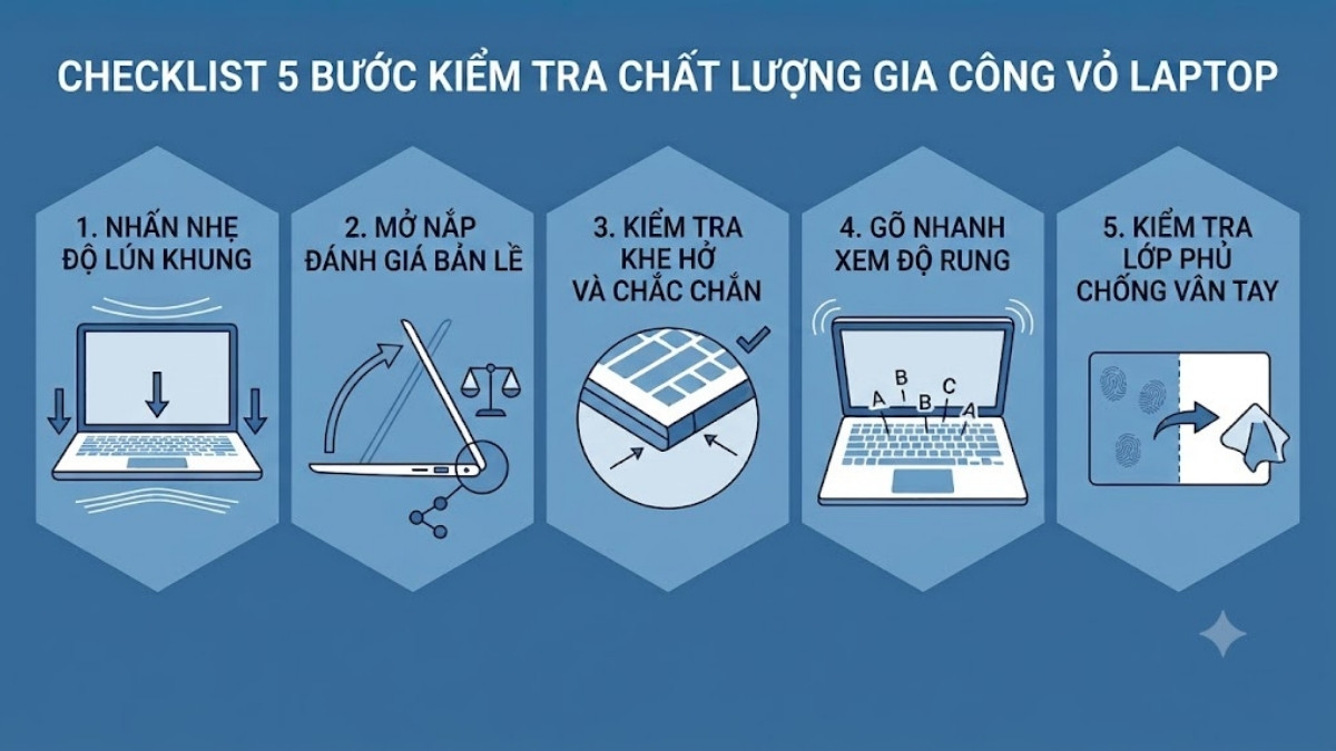 Checklist 5 bước kiểm tra chất lượng gia công vỏ laptop