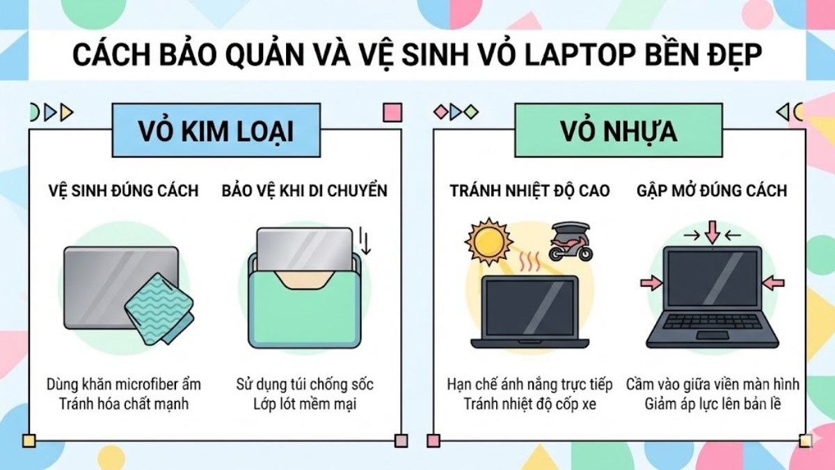 Cách bảo quản và vệ sinh vỏ laptop bền đẹp