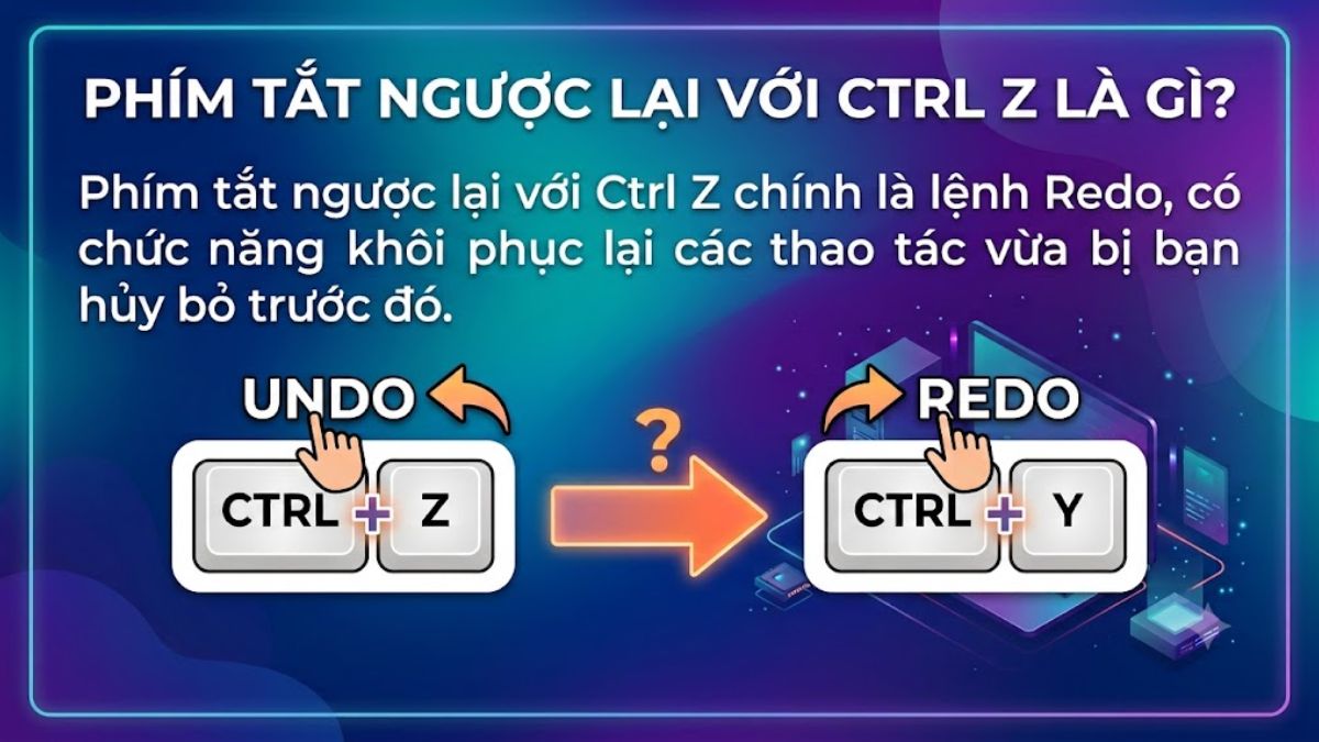 Phím tắt ngược lại với Ctrl Z chính là lệnh Redo
