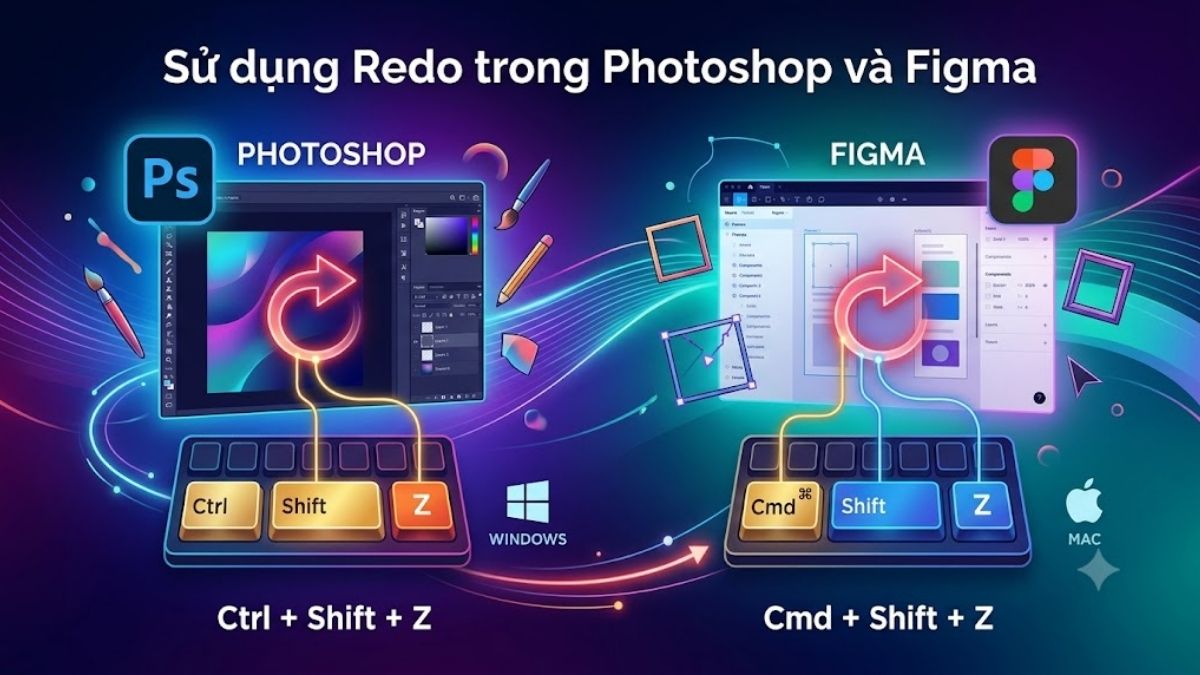 Sử dụng Redo trong Photoshop và Figma