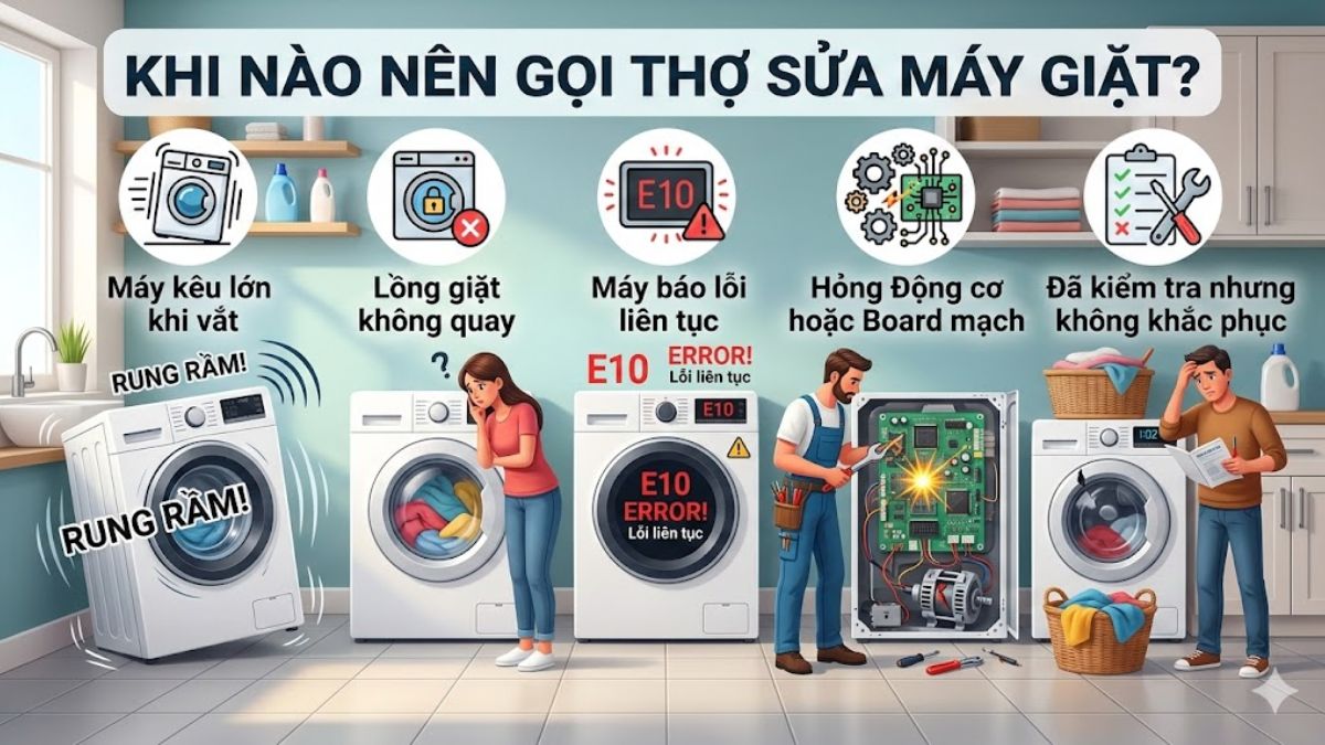 Không phải mọi trường hợp máy giặt lỗi không vắt được đều có thể tự khắc phục