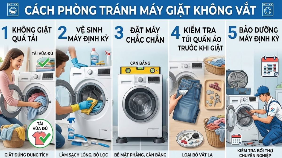 Cách phòng tránh tình trạng máy giặt không vắt được