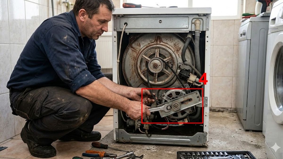 Cách khắc phục máy giặt vắt không khô: thay dây curoa bước 4