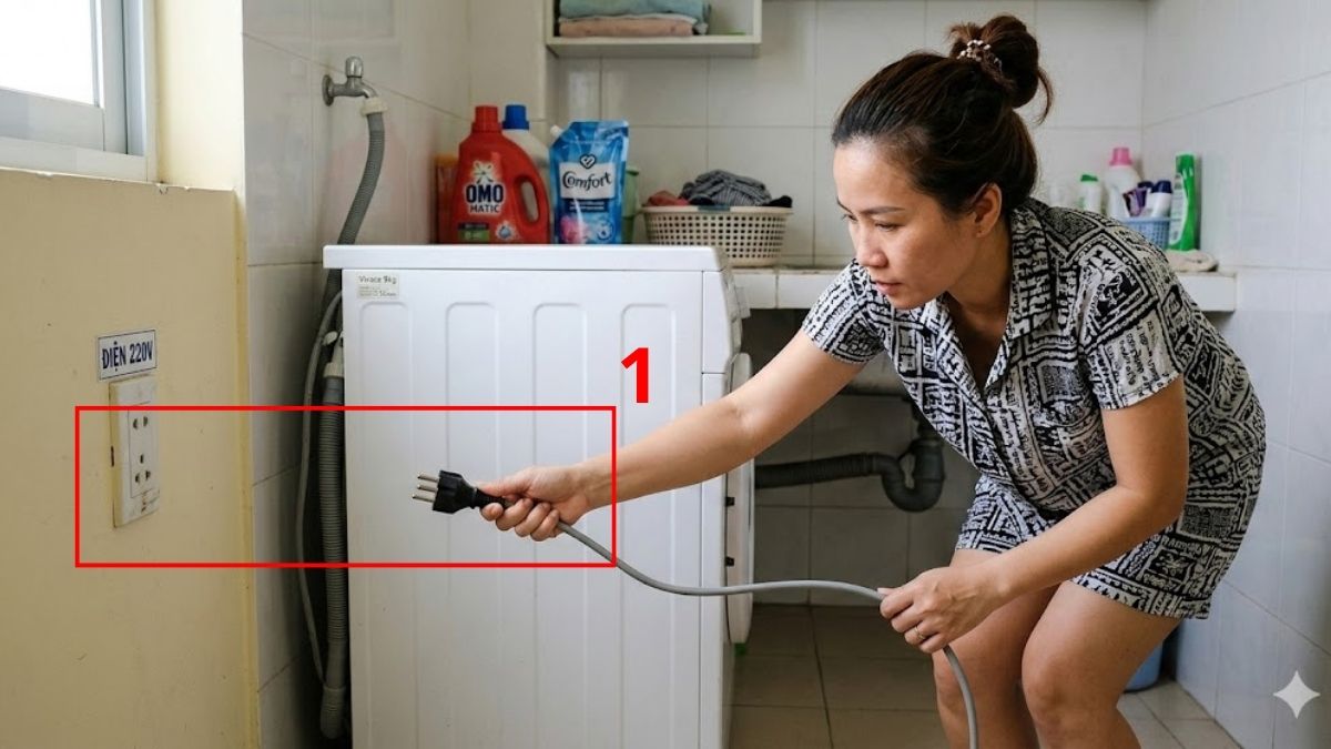 Cách khắc phục máy giặt vắt không khô: vệ sinh bộ lọc và ống xả nước bước 1