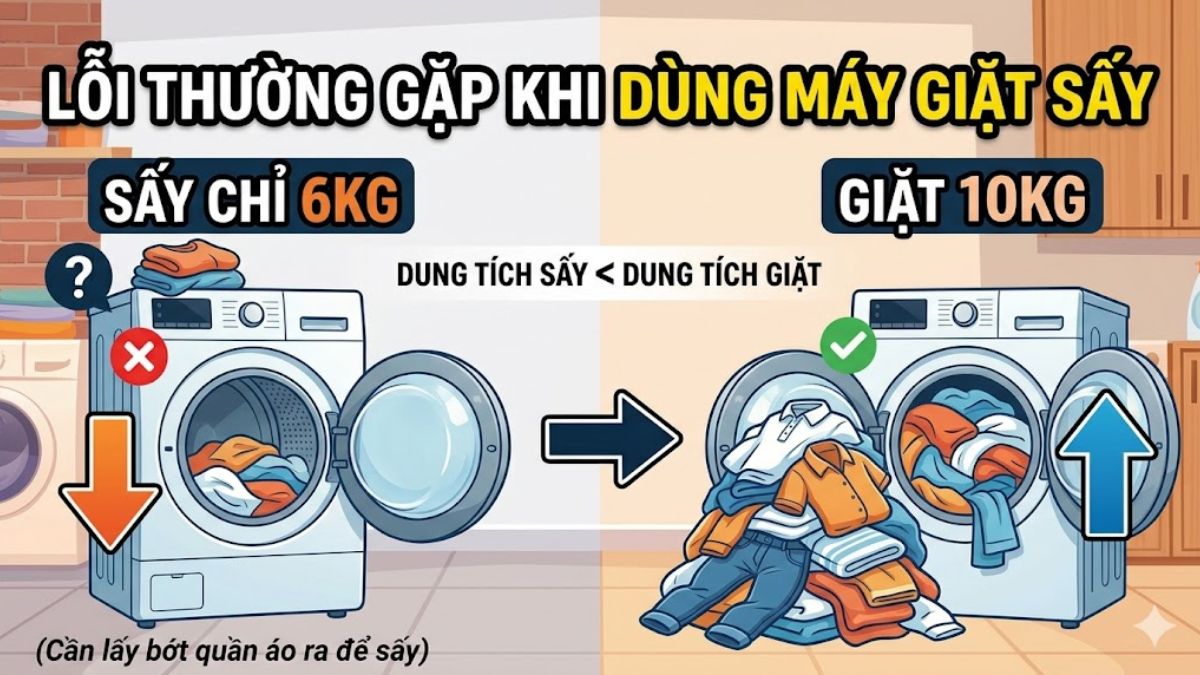 Nhược điểm của máy giặt sấy bạn cần biết trước khi mua