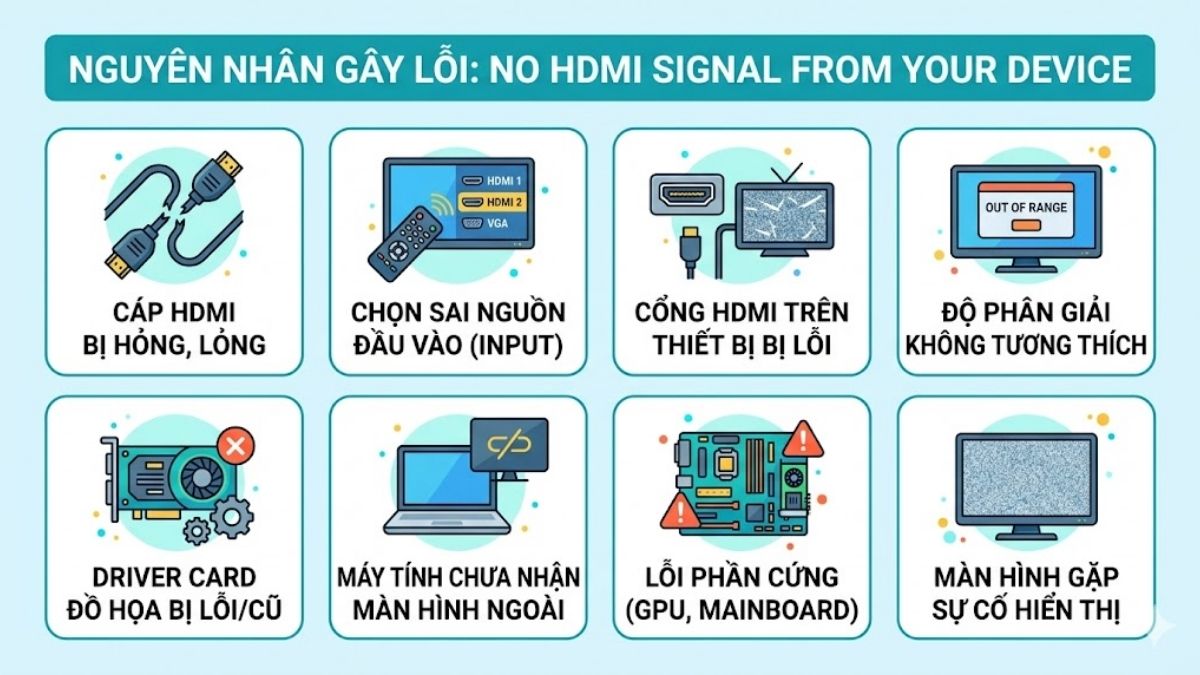 Nguyên nhân gây lỗi no HDMI signal from your device