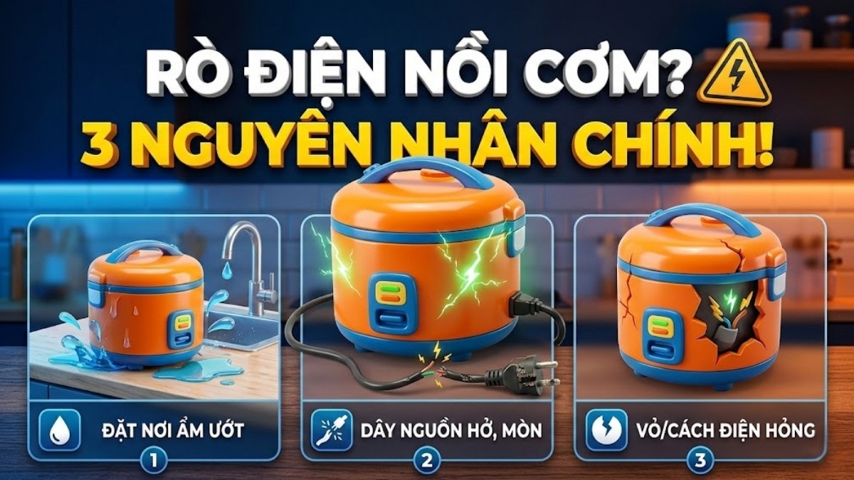 Nguyên nhân khiến nồi cơm điện bị rò điện