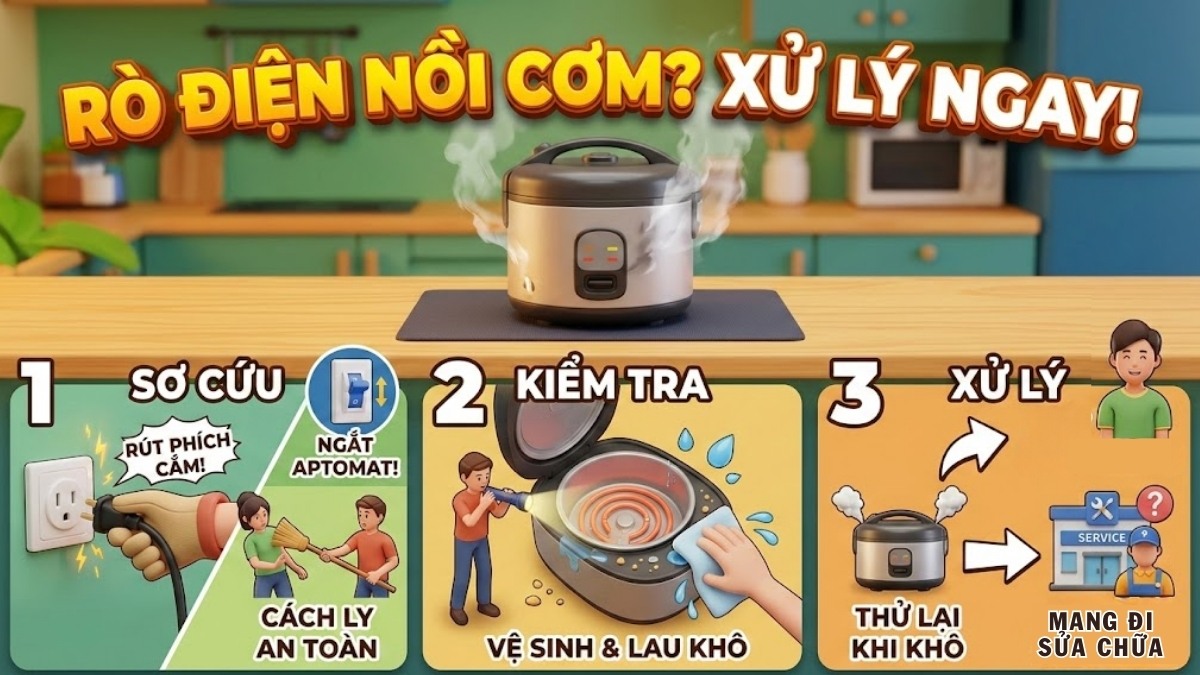 Cách xử lý khi nồi cơm điện bị rò điện tại nhà