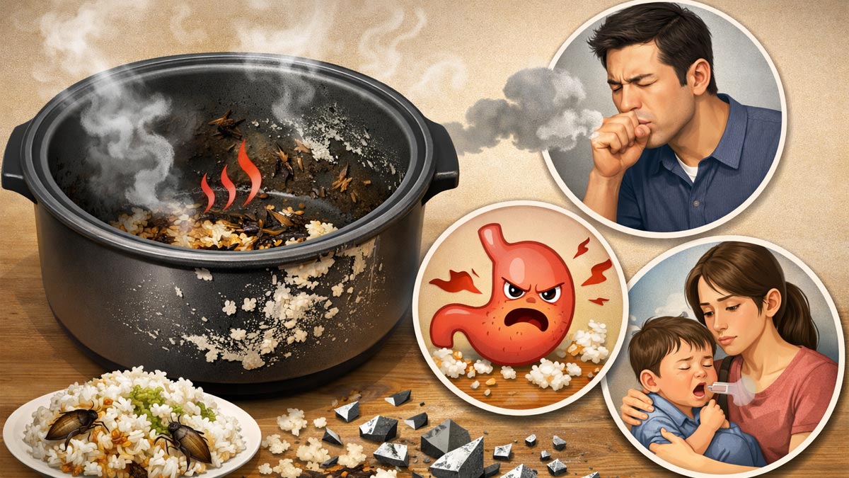 Tác hại khi nồi cơm điện bị tróc lớp chống dính