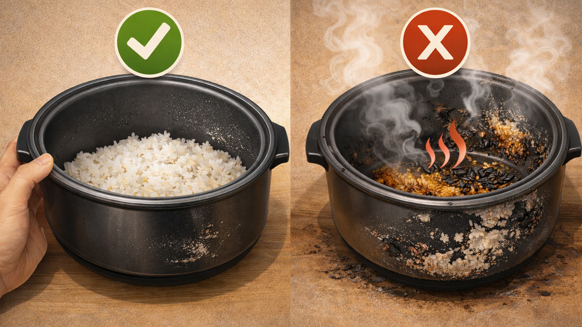 Nồi cơm điện bị tróc lớp chống dính có nên dùng tiếp không?