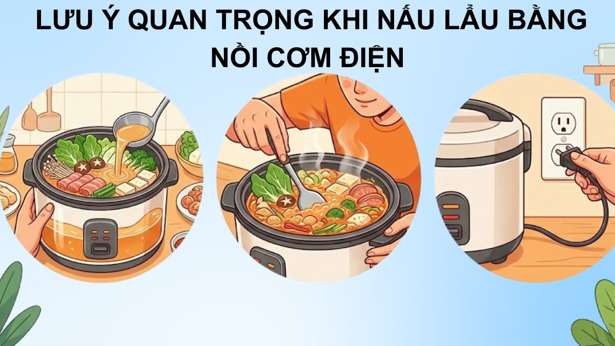   Lưu ý quan trọng khi nấu lẩu bằng nồi cơm điện 