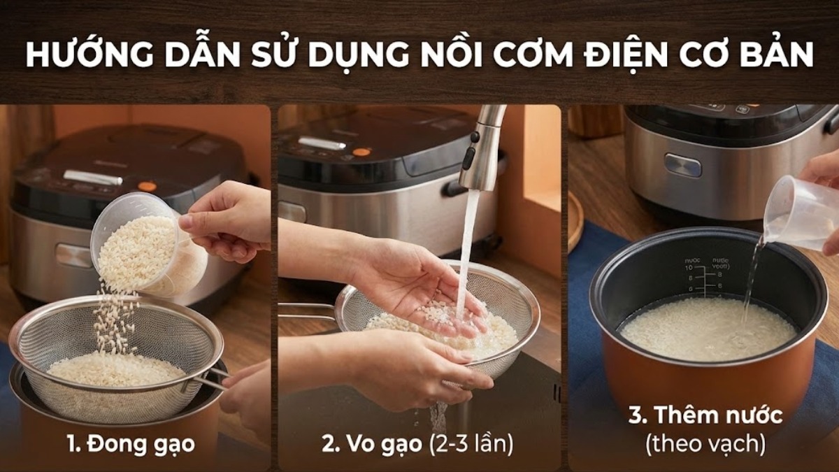 Hướng dẫn sử dụng nồi cơm điện cơ bản