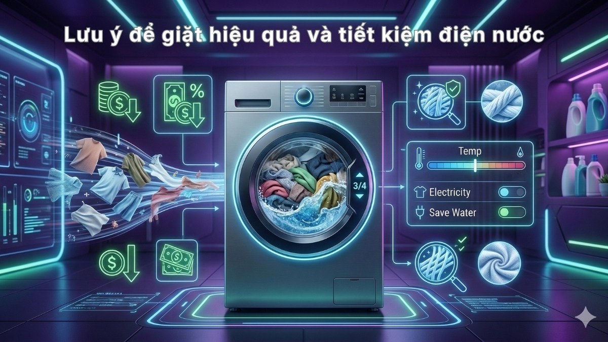 Lưu ý để giặt hiệu quả và tiết kiệm điện nước