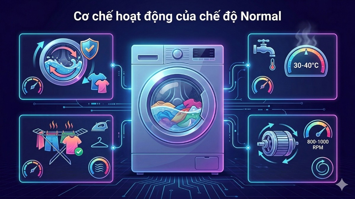 Cơ chế hoạt động của chế độ Normal trong máy giặt
