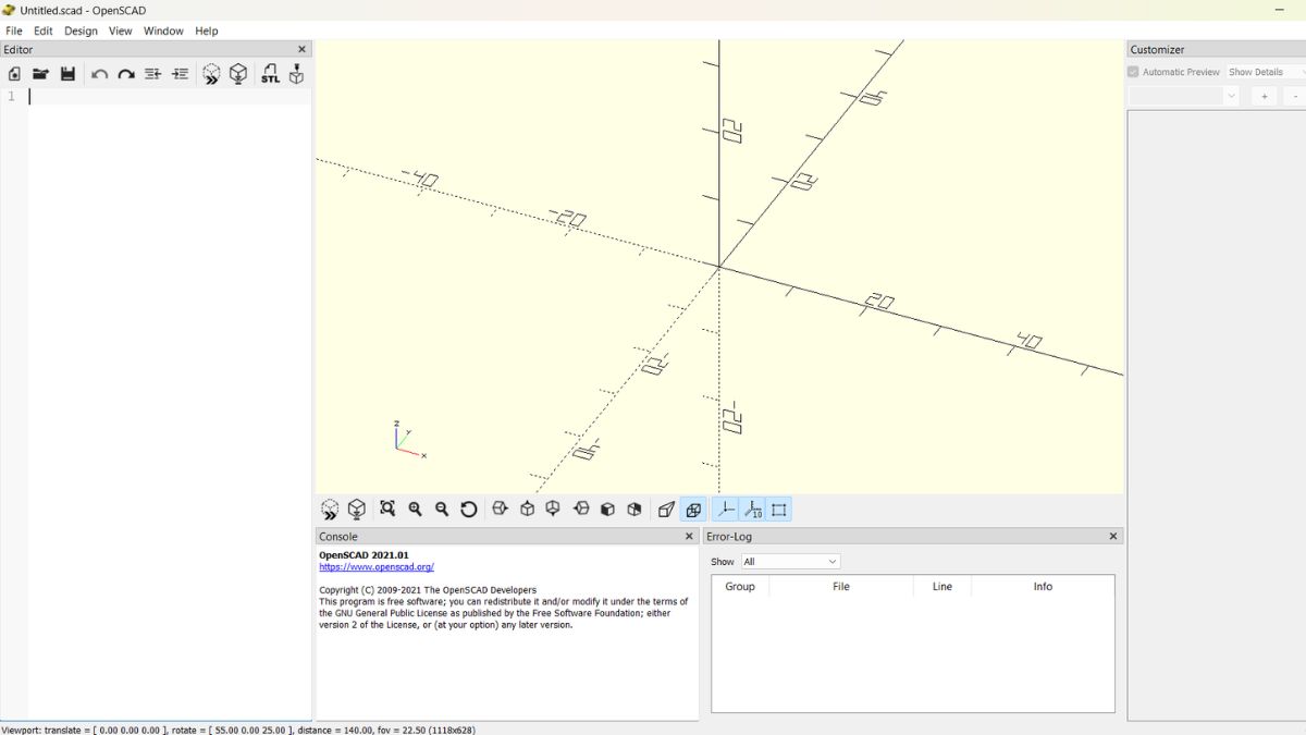 Làm quen giao diện OpenSCAD