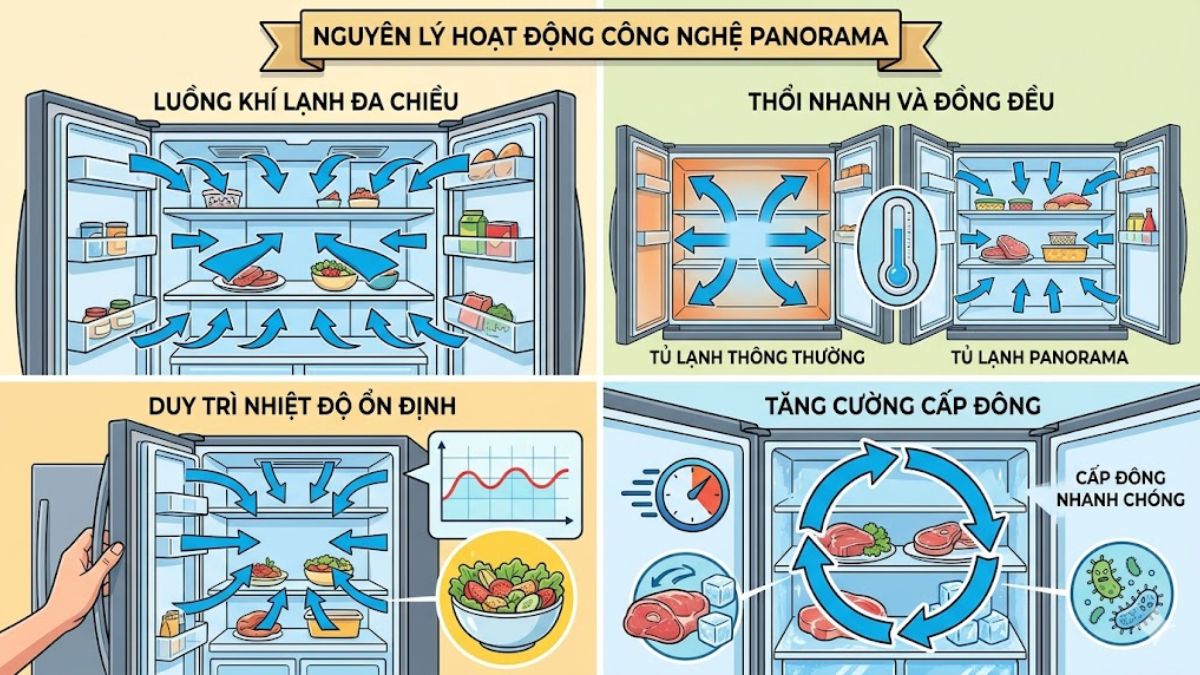 Nguyên lý hoạt động của công nghệ Panorama trên tủ lạnh