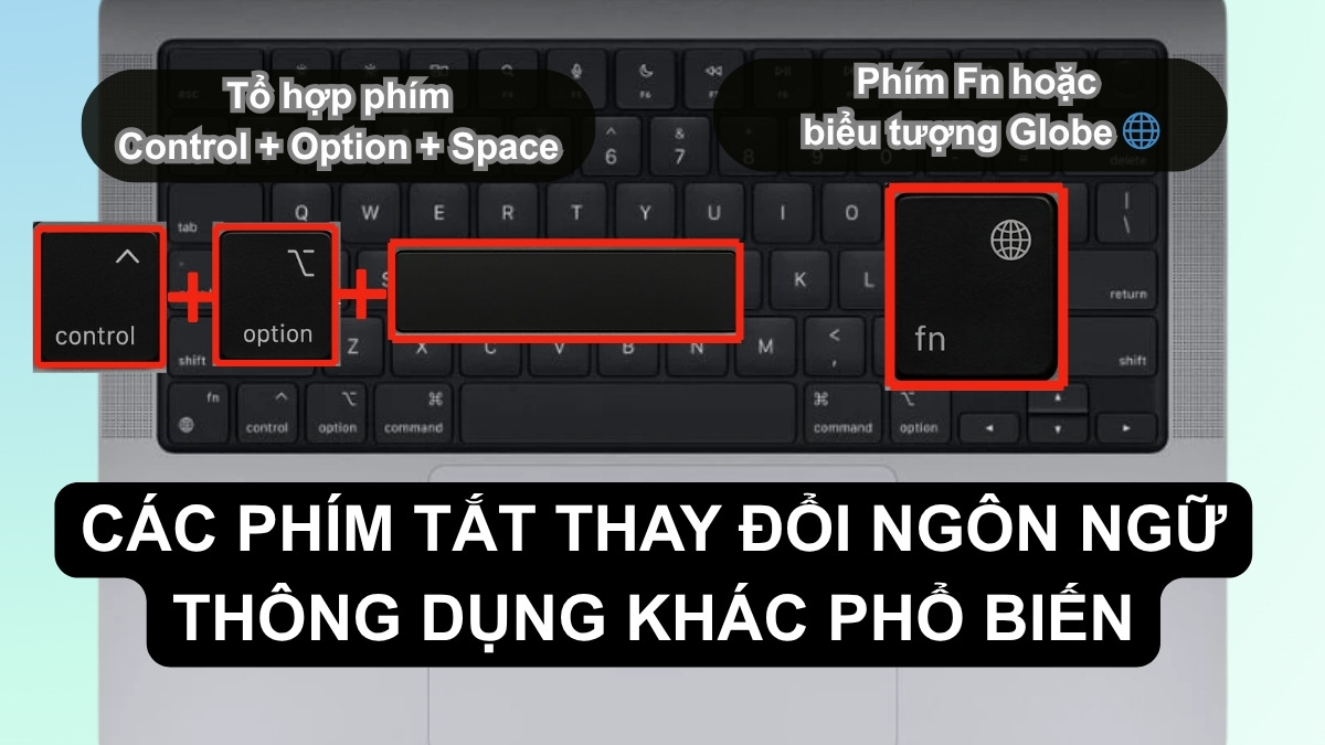 Các phím tắt thay đổi ngôn ngữ thông dụng khác phổ biến