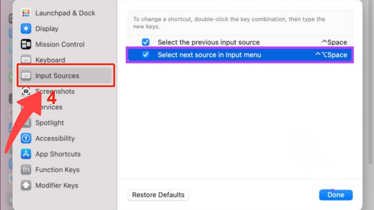 Cách thiết lập phím tắt thay đổi ngôn ngữ trên MacBook