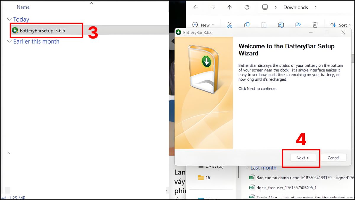 Kiểm tra pin laptop bị chai bằng BatteryBar bước 2