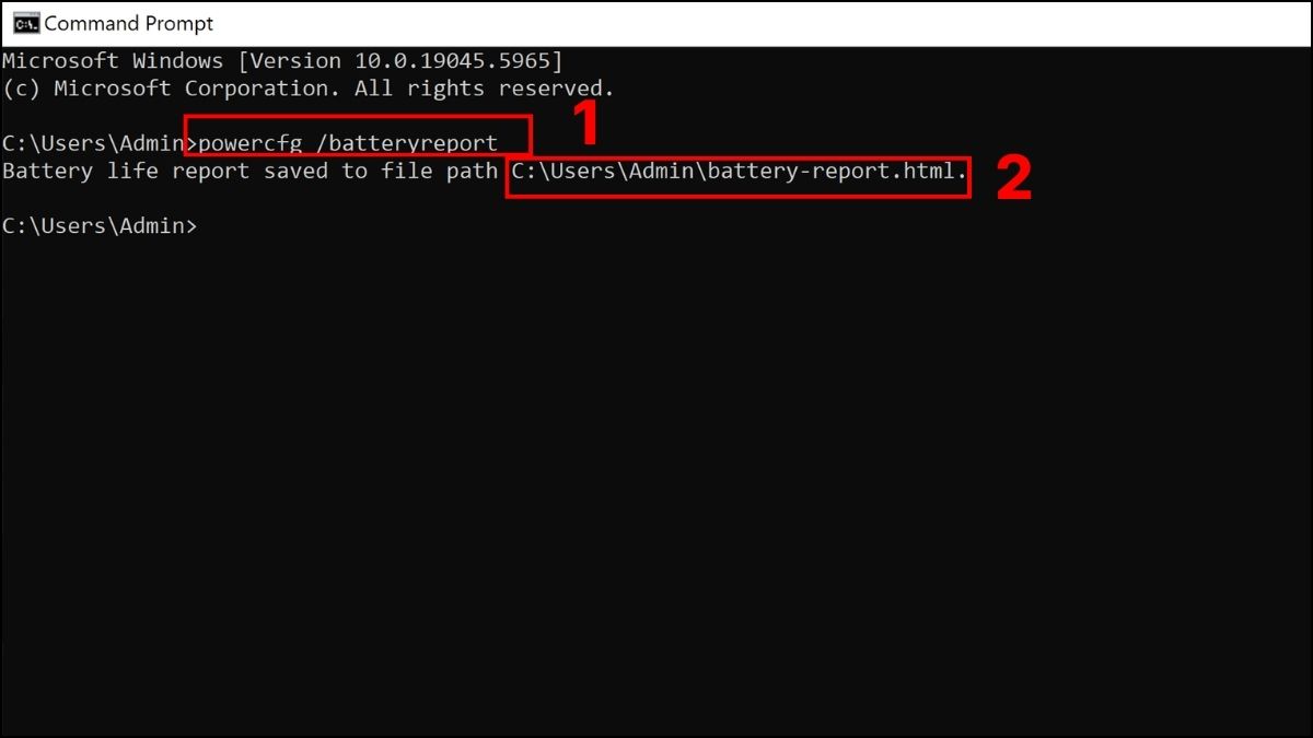 Kiểm tra pin laptop bị chai: Dùng CMD bước 1
