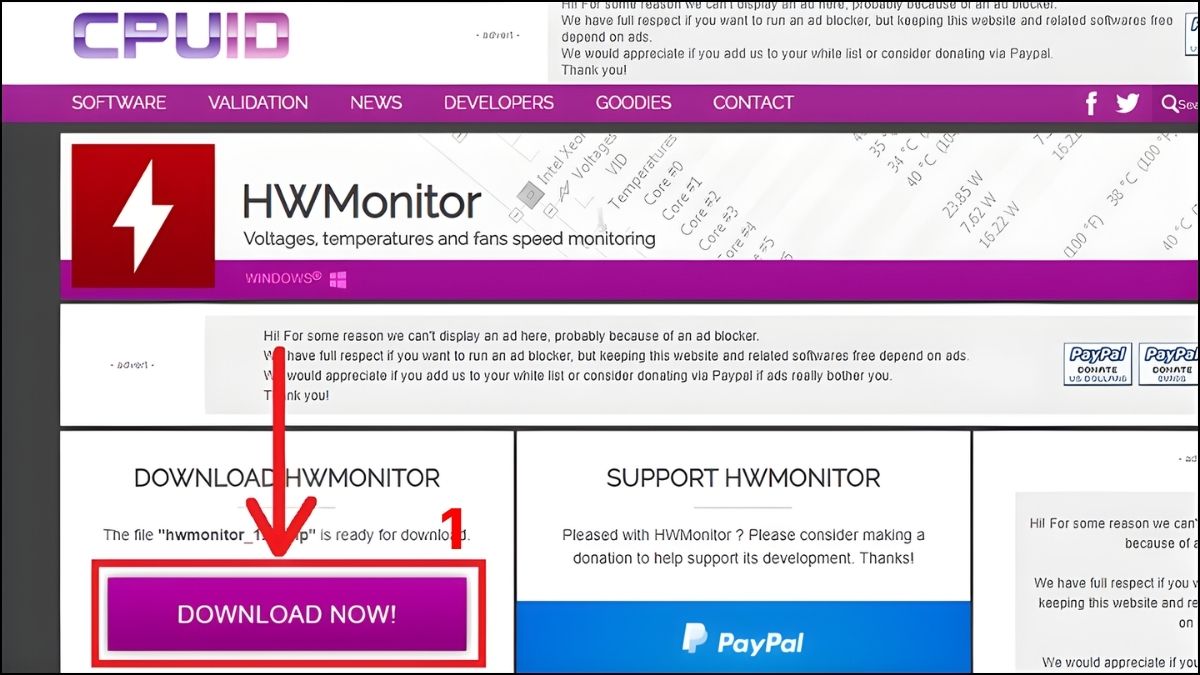 Kiểm tra pin laptop bị chai: Dùng phần mềm HWMonitor Bước 1