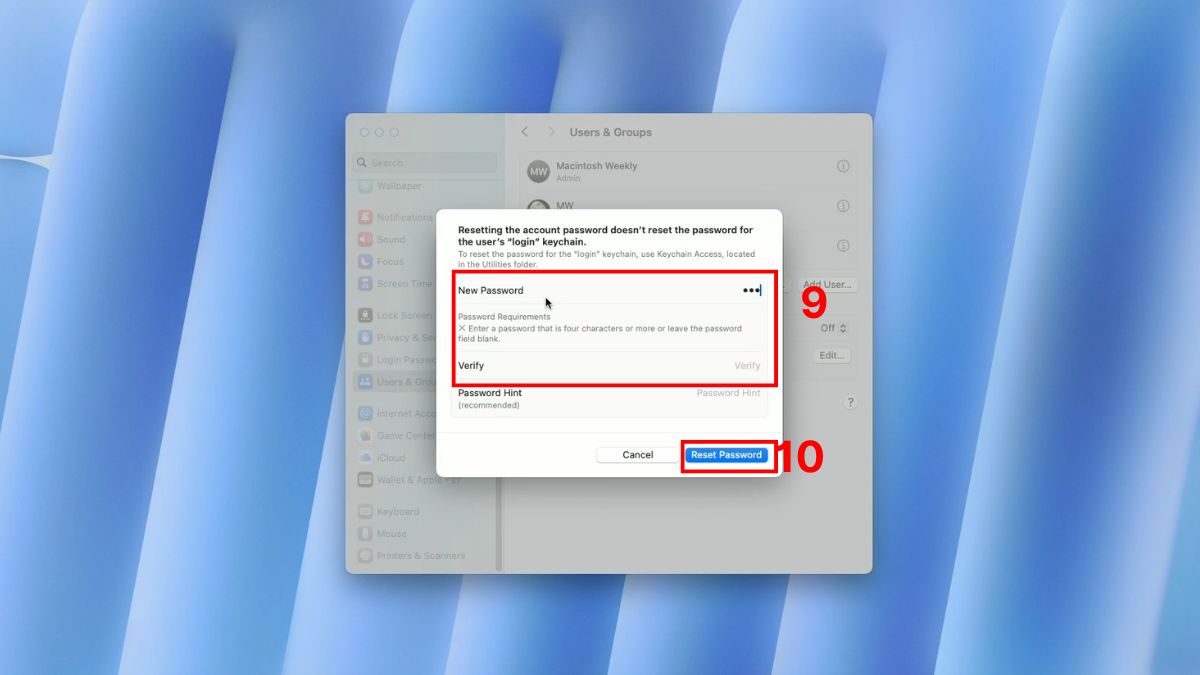 Cách lấy lại mật khẩu MacBook bằng tài khoản Admin khác