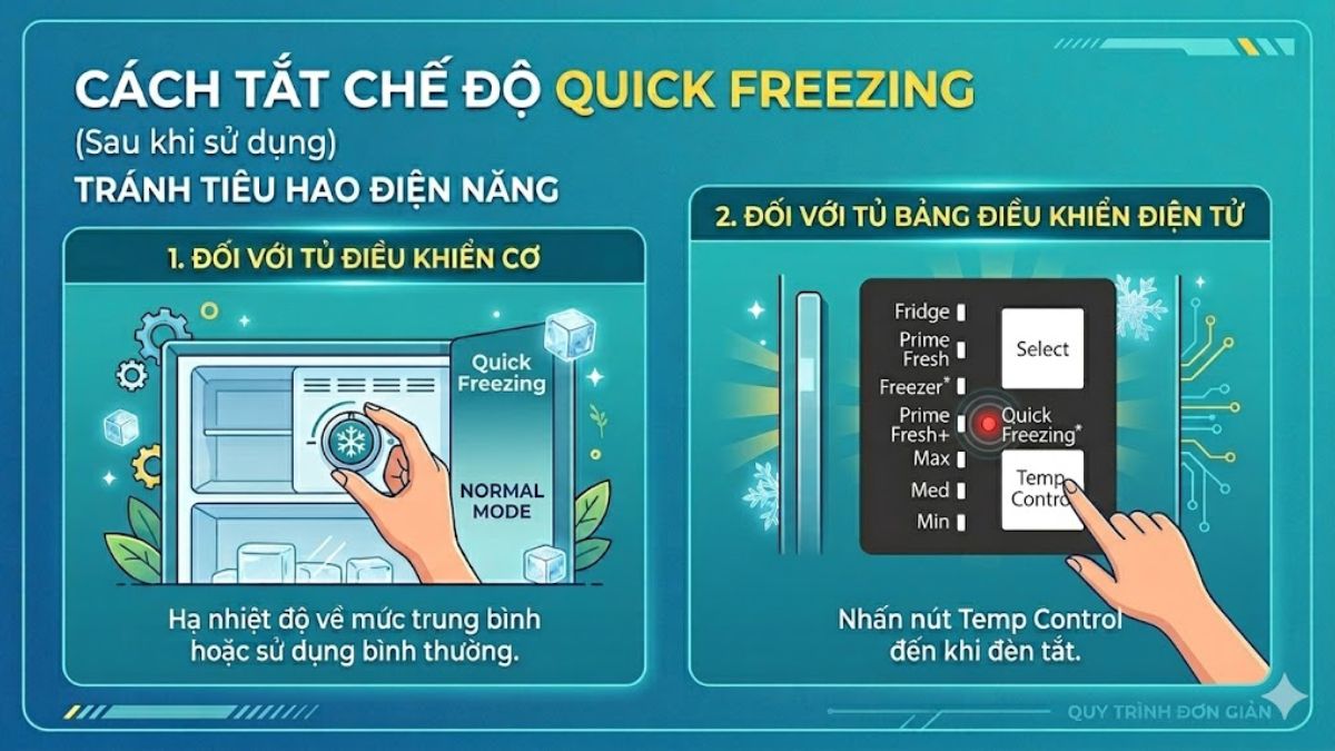 Cách tắt Quick Freezing trên tủ lạnh Panasonic sau khi sử dụng