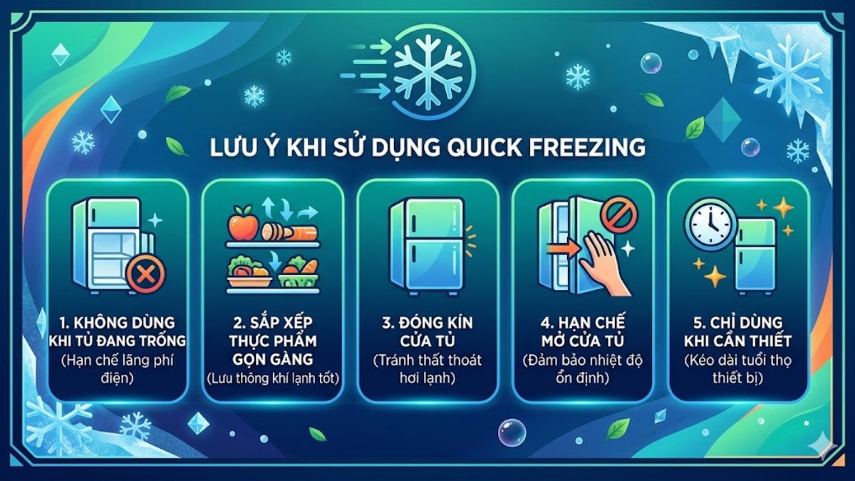 Những lưu ý khi sử dụng Quick Freezing trên tủ lạnh Panasonic
