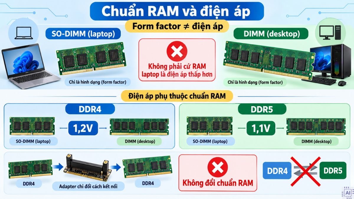 So sánh RAM laptop và RAM PC