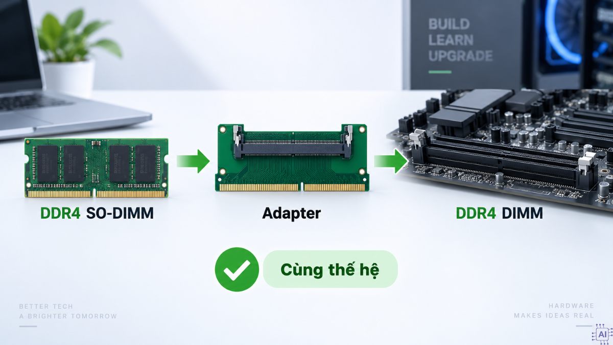 Cách dùng RAM laptop cho PC bằng mạch chuyển