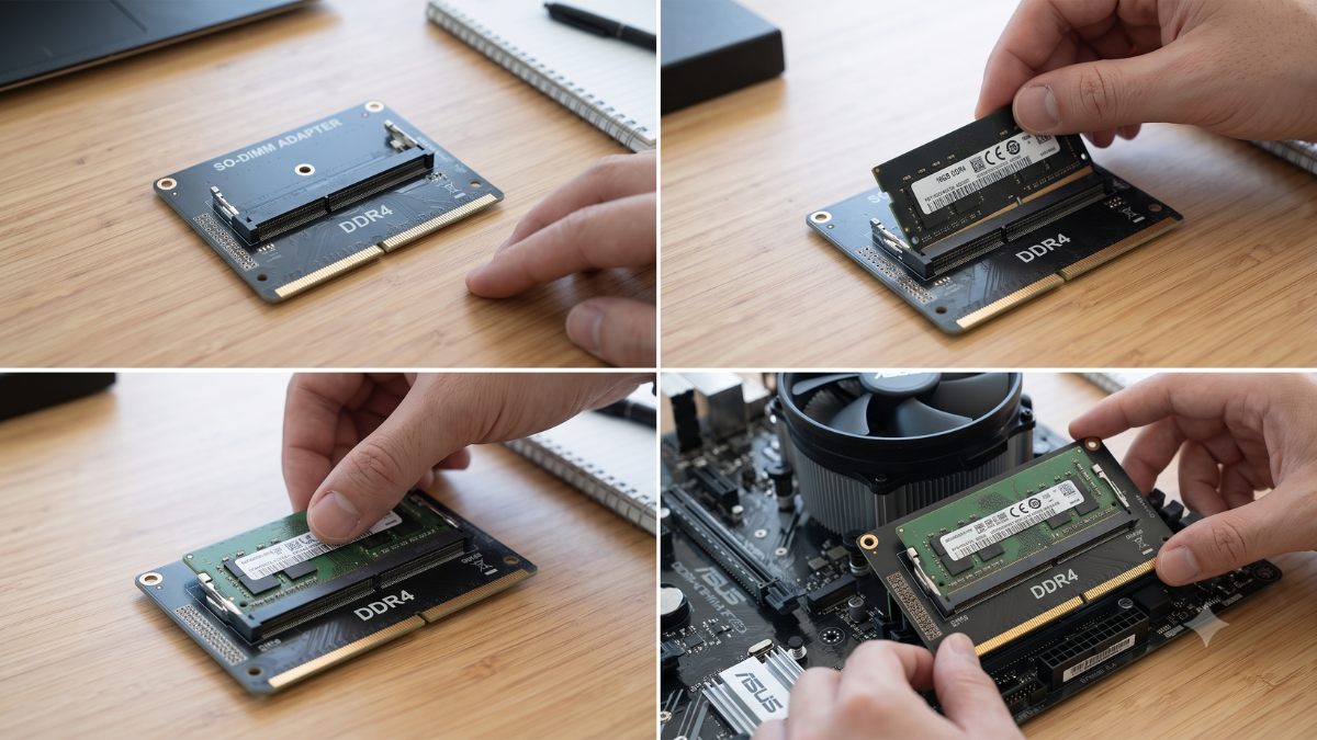 Cách dùng RAM laptop cho PC bằng mạch chuyển