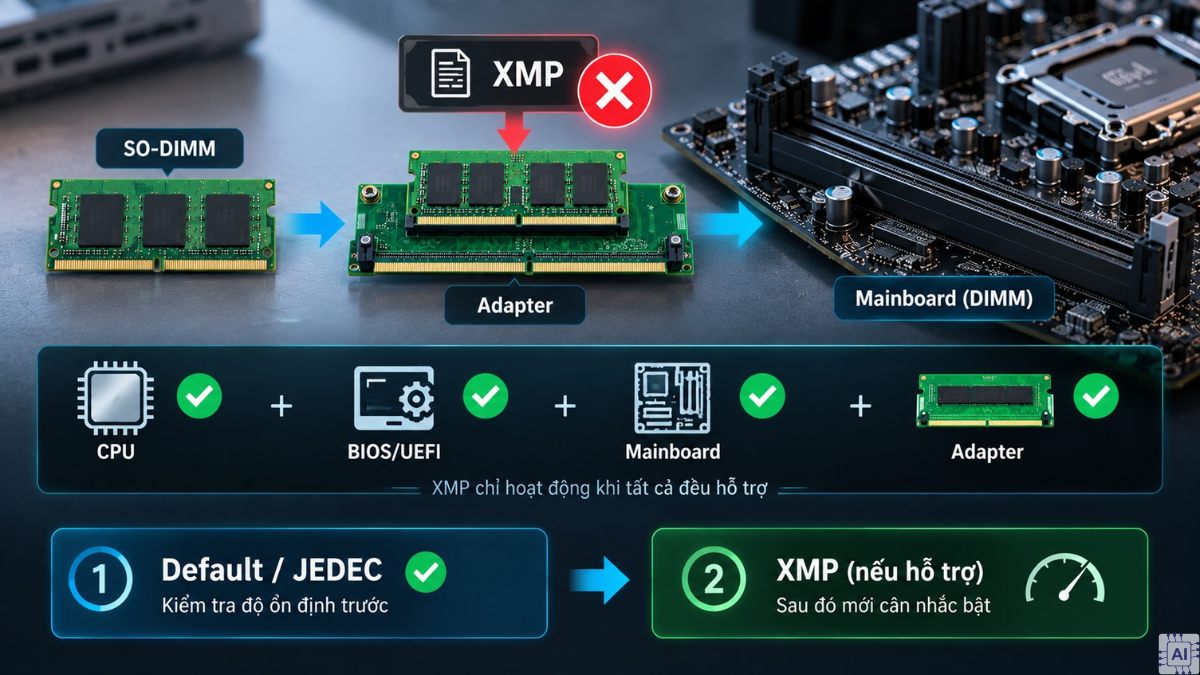 Cách dùng RAM laptop cho PC bằng mạch chuyển